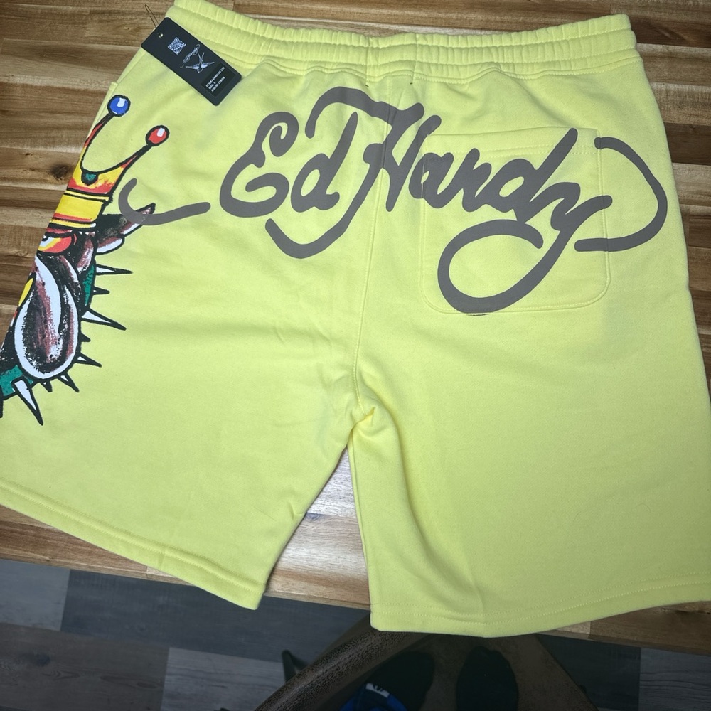 Ed Hardy Vibrant Yellow Athletic Shorts